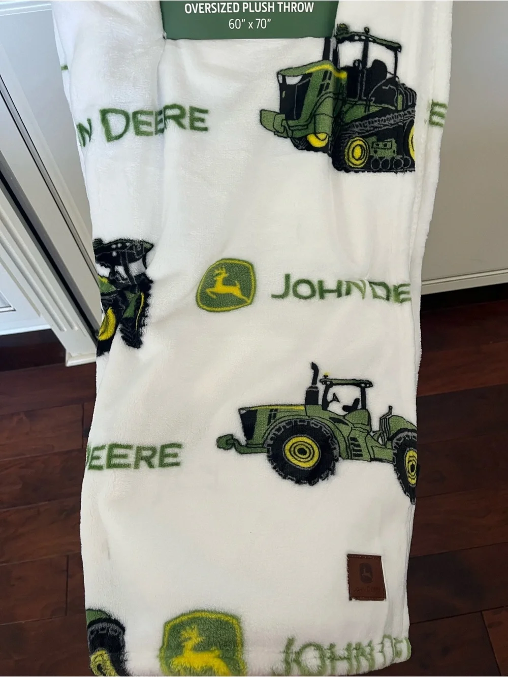 John Deere Green & Yellow Logo Tractor Plush Throw Blanket